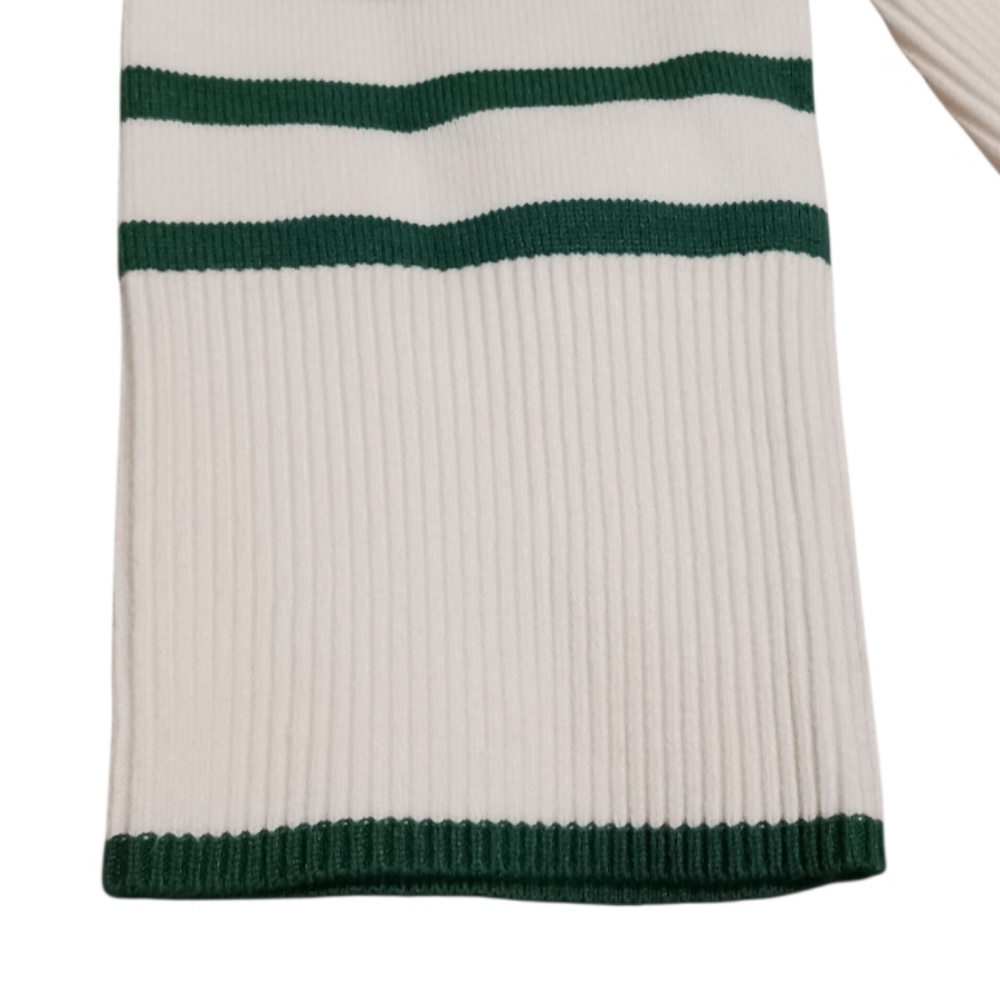 Gyrans Dance Flower Turtleneck Stripe Boxy Sweater - Picture 7 of 9
